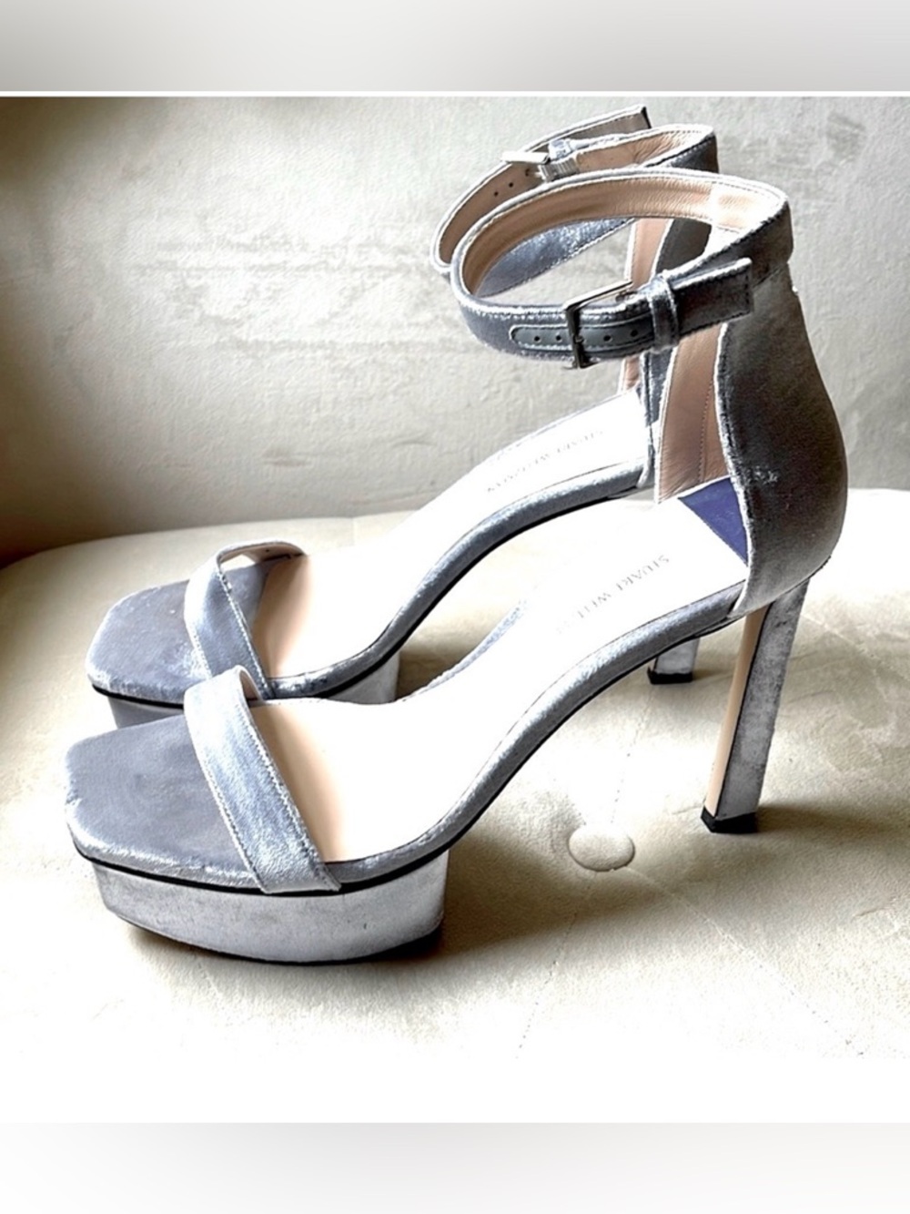 Stuart Weitzman velveteen platform sandals